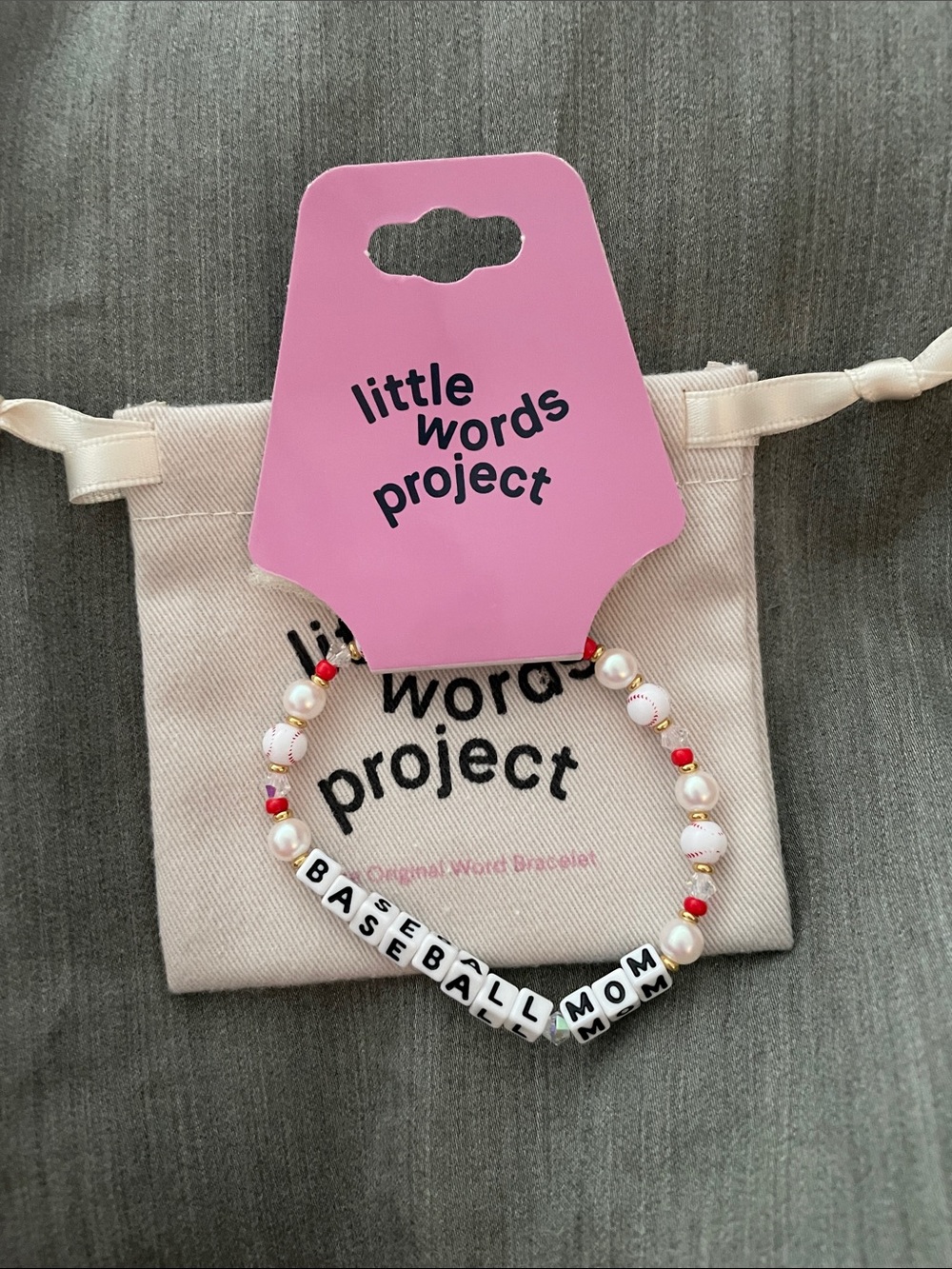 Little Words Project Baseball Mom Beaded Bracelet - Pink & Red